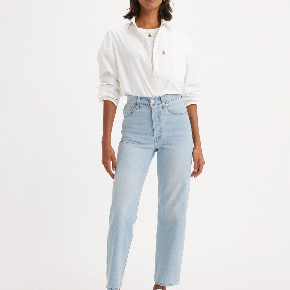 NWT LEVIS Ribcage Straight Ankle Jeans Light Blue size 25